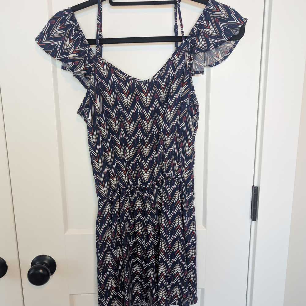 Colorful Chevron Patterned Romper with Pockets